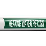 ComplianceSigns.com Heating Water Return (White Legend On Green Background) Pipe Label Decal, 8x2 inch 5-Pack Vinyl for Pipe Markers-0