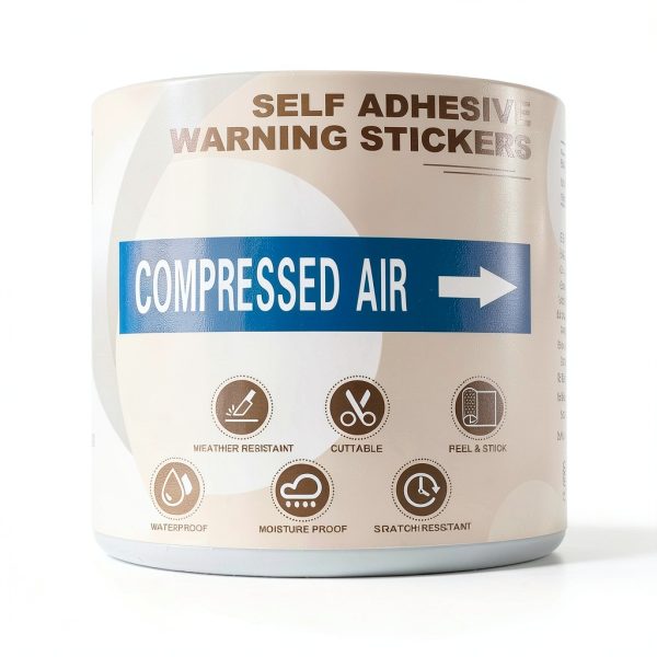 Compressed Air Pipe Marker MECCANIXITY White/Blue 1-3/5 x 8 30 Pack-3