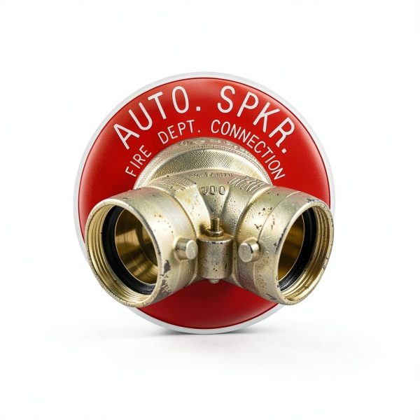 Auto Spkr FDC Sign Outdoor - Round ID Plate 4in Pipe Exposed Automatic Sprinkler System Fire Department Connections - Helps Easily Identify Fire Sprinkler Connections - 4 PK-3