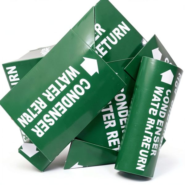 Industrial Pipe Markers NADCO 25-Pack Green/White 5.5x8 Vinyl Labels-0