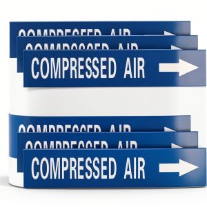Compressed Air Pipe Marker MECCANIXITY White/Blue 1-3/5 x 8 30 Pack-0