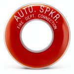 Auto Spkr FDC Sign Outdoor - Round ID Plate 4in Pipe Exposed Automatic Sprinkler System Fire Department Connections - Helps Easily Identify Fire Sprinkler Connections - 4 PK-0