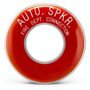 Auto Spkr FDC Sign Outdoor - Round ID Plate 4in Pipe Exposed Automatic Sprinkler System Fire Department Connections - Helps Easily Identify Fire Sprinkler Connections - 4 PK-0