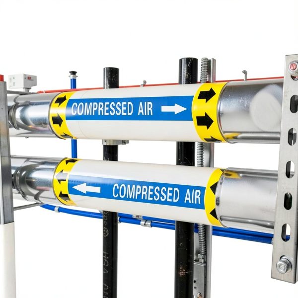 Compressed Air Pipe Marker MECCANIXITY White/Blue 1-3/5 x 8 30 Pack-5