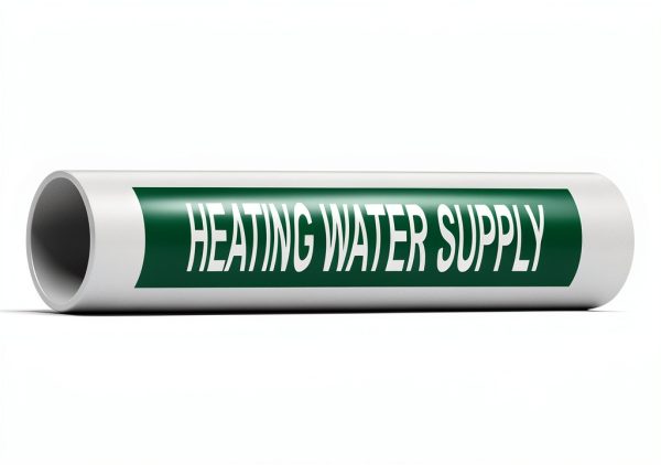Heating Water Supply Pipe Label 8x2 Green 5-Pack ComplianceSigns-0