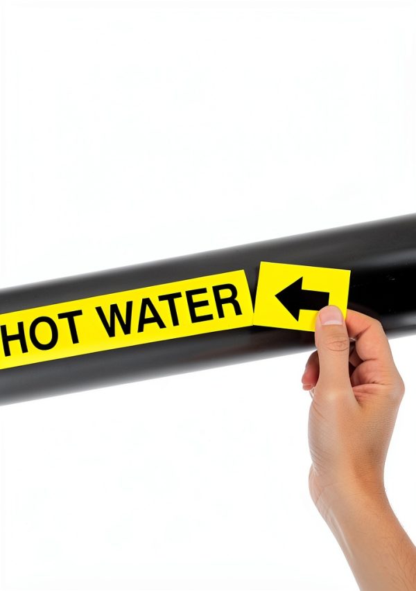 Brady 109252 Economy Pipe Markers-To-Go, B-946, 1" Height X 8" Width, White On Green Pressure Sensitive Vinyl, Legend "Hot Water Return"-1