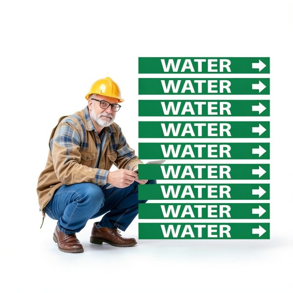 10 Pack Water Pipe Markers with Arrows 8x1 Inch for Cold Hot Grey-2