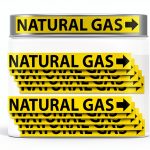 (10 Pack) Natural Gas Pipe Labels Stickers With Arrows, 1” x 8” Self Sticking 6mil PVC Natural Gas Pipe Markers for Pipes, Inspections, Detector, Regulator and Heaters-0