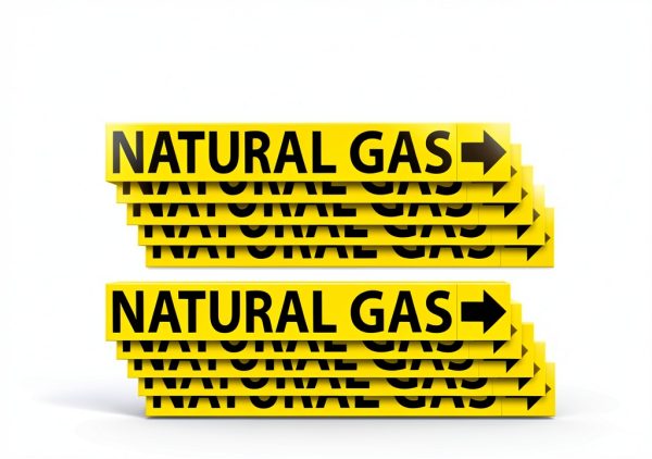 (10 Pack) Natural Gas Pipe Labels Stickers With Arrows, 1” x 8” Self Sticking 6mil PVC Natural Gas Pipe Markers for Pipes, Inspections, Detector, Regulator and Heaters-1