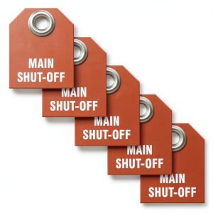 AccuformNMC Shut Off Valve Tags Pipe Markers - Red Double-Sided-0