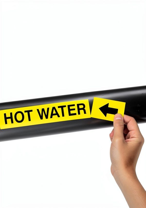 Brady 20441 Economy Pipe Markers-to-Go, B-736, 1" Height X 8" Width, Black On Yellow Self-Sticking - Plastic Film, Legend "Hot Water Return"-1