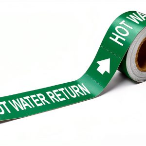 Brady 109252 Economy Pipe Markers-To-Go, B-946, 1" Height X 8" Width, White On Green Pressure Sensitive Vinyl, Legend "Hot Water Return"-0