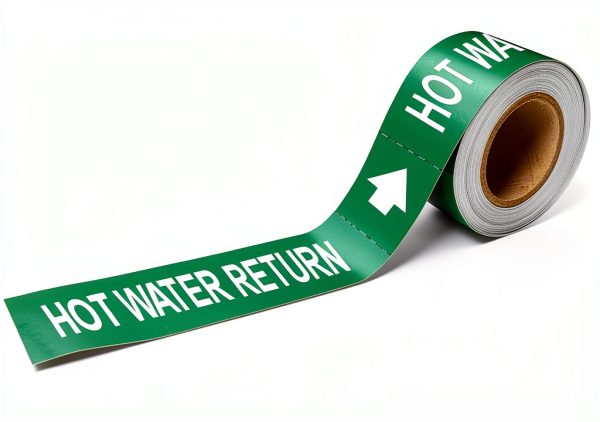 Brady 109252 Economy Pipe Markers-To-Go, B-946, 1" Height X 8" Width, White On Green Pressure Sensitive Vinyl, Legend "Hot Water Return"-0