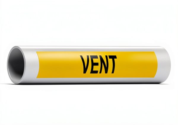 ComplianceSigns.com Vent Pipe Label Decal 8x2in 5-Pack Yellow-0