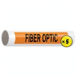 Fiber Optic Black On Orange Pipe Labels ComplianceSigns 8x2in 5-Pack-0